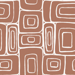 Abstract Organic Shapes Seamless Pattern.  mocha mousse boho background in minimalist mid century style. Perfect seamless print for home decor.