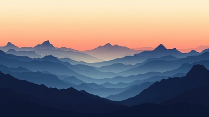 Obraz premium Stunning dawn view of layered mountain ridges