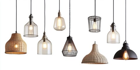 Obraz premium Stylish pendant light fixtures collection display