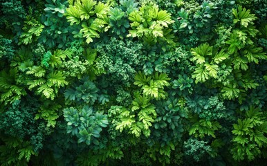 Fototapeta premium Lush Greenery of Vibrant Leaves and Foliage in a Natural Setting, Perfect for Environmental Themes and Nature Backgrounds, Evoking Serenity and Calmness