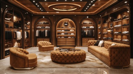 Fototapeta premium Fashion store with stylish displays and trendy clothing collections