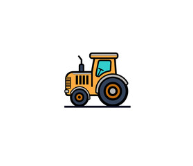 Vector illustration of a cartoon tractor on a white background	