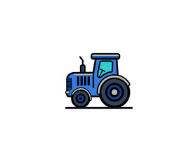Vector illustration of a cartoon tractor on a white background	