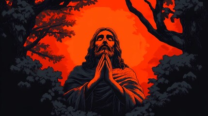 Mystical Jesus statue artwork featuring serene light, spiritual energy, and a tranquil natural setting for divine inspiration and reflection.