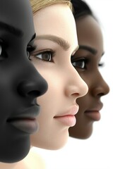 Diverse group of women showcasing unity and beauty through different skin tones.