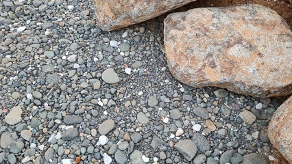 Large beautiful stones on the seashore
