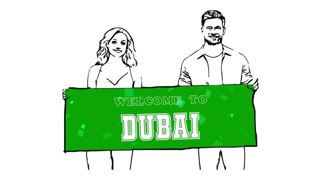 Welcome to Dubai Animation Digital Board With Girl and Boy