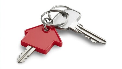 Red House Key and Metal Key on Key Ring