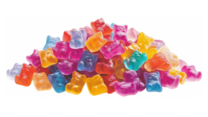 Translucent Gummy Bears PNG Image - Colorful Candy Bears with Transparent Background for Stock Photos