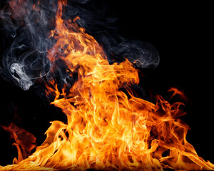 Isolated fire on a clear background cutout