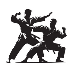 martial art pose silhouette vector illustration