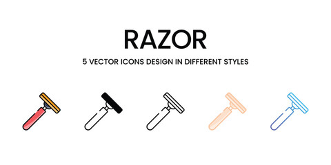 Razor icons set in different style vector stock illustration