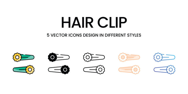 Hair Clip icons set in different style vector stock illustration