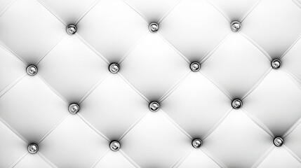 Luxurious white leather upholstery with diamond tufting and glossy buttons. Texture background