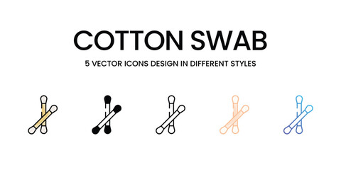 Cotton Swab icons set in different style vector stock illustration