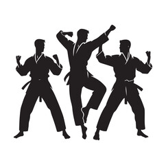 martial art pose silhouette vector illustration