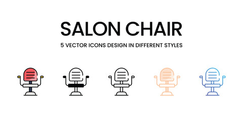Salon Chair icons set in different style vector stock illustration
