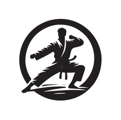 martial art pose silhouette vector illustration