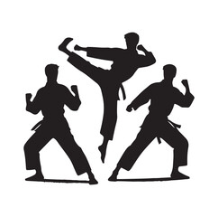 martial art pose silhouette vector illustration