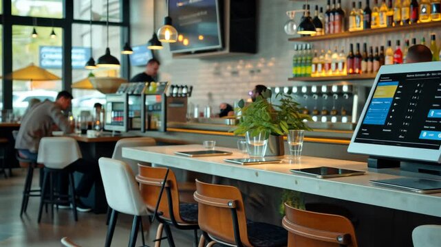 Modern Restaurant Interior Design: Stylish Bar and Dining Area
