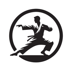 martial art pose silhouette vector illustration