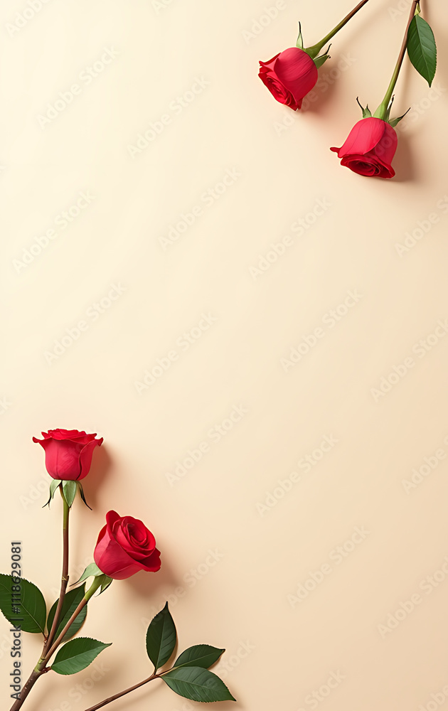 Poster a simple beige background with small roses creates an ideal backdrop for advertising or branding in 