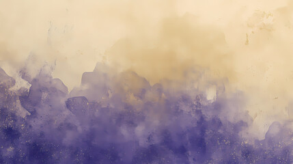 A textured watercolor wash on a warm beige marble surface with shades of astral purple and blue gradating into golden accents and subtle patterns, gold, refined. Stellar. Illustration