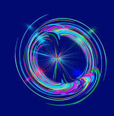 blue background with wheel strokes and colorful shines