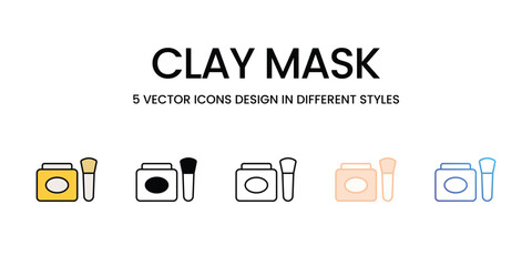 Clay Mask icons set in different style vector stock illustration
