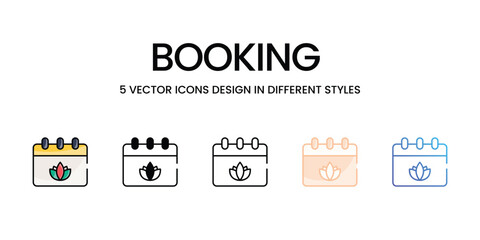 Booking  icons set in different style vector stock illustration