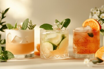 Refreshing spring cocktails with citrus and herb garnishes for easter celebrations