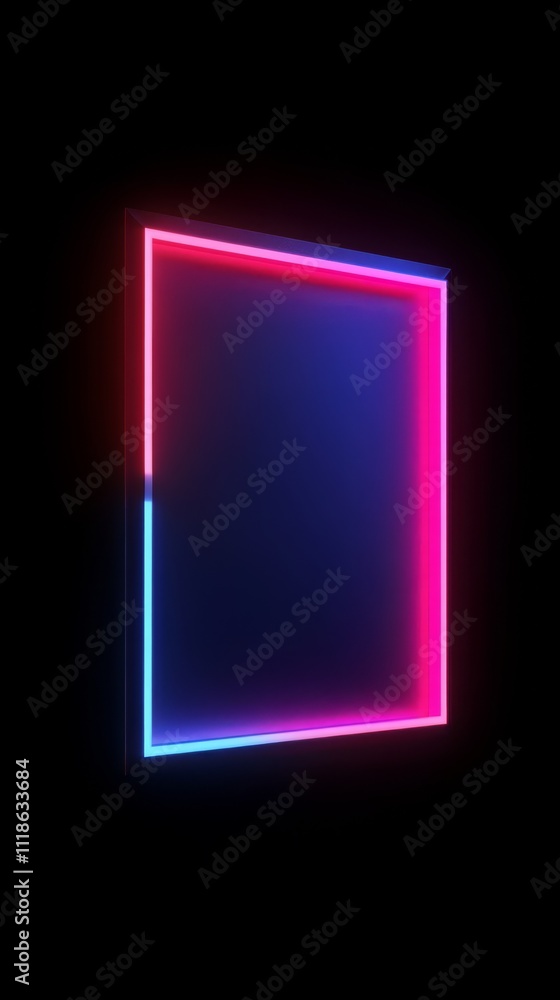 Poster neon square: a vibrant and futuristic square constructed with neon lighting. the square is a perfect