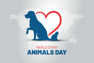 world street stray animals day. Social media concept vector dog and cat