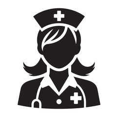 Nurse icon set vector silhouette illustration
