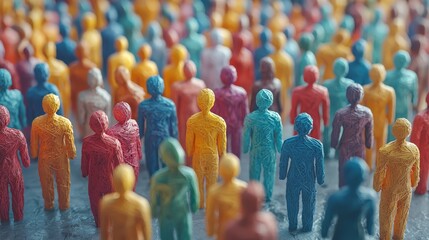 Obraz premium A group of colorful plastic people standing in a circle