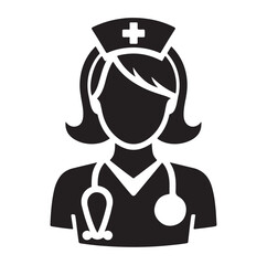 Nurse icon set vector silhouette illustration
