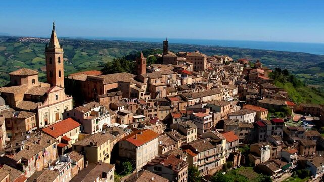 Italy. Ripatransone - scenic medieval town in Marche region. in province of Ascoli Piceno. . 4k aerial drone video
