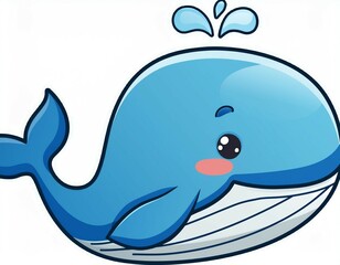 Obraz premium cute and stylized this blue whale character has a friendly expression