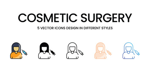 Cosmetic Surgery icons set in different style vector stock illustration