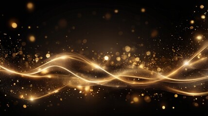 A luxurious abstract background featuring glittering gold lights set against a deep black backdrop.