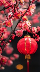 Obraz premium Lunar New Year Lantern and Plum Blossoms 