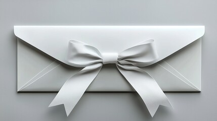 A white envelope with a white ribbon tied around it