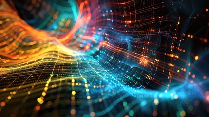 Tunnel of glowing particles - space-time fabric warp, time travelling machine, new physics concept