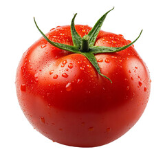 tomato with water drops on white background