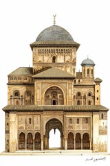 Obraz premium Ornate mosque, domes, arches, detailed facade.