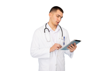 Professional portrait of a young male doctor