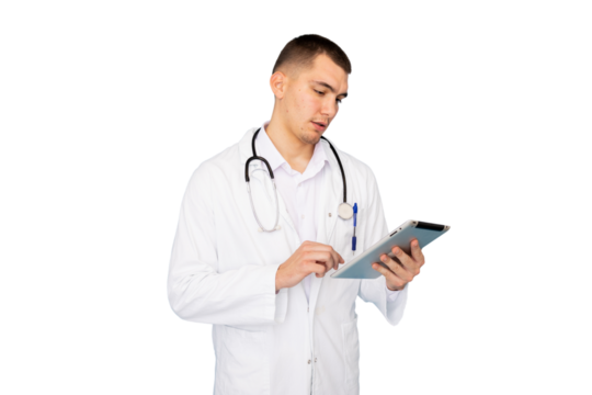 Professional portrait of a young male doctor