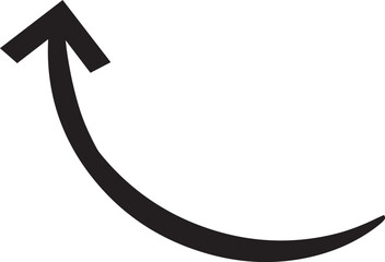 Hand drawn upward arrow gracefully illustrating a curved path, representing growth, progress, and the ongoing journey toward achieving goals and aspirations