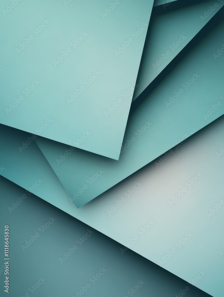 Poster layered teal abstract: a captivating image showcasing the interplay of light and shadow on overlappi