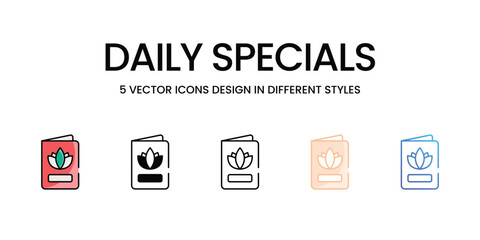 Daily Specials icons set in different style vector stock illustration